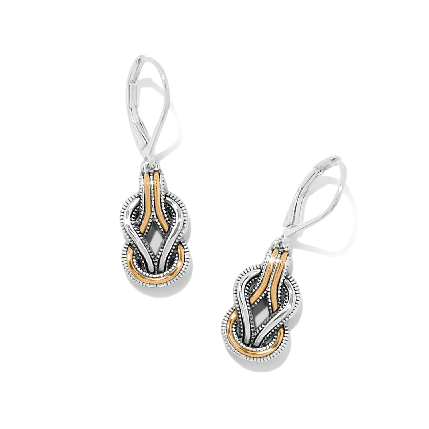 Brighton Interlok Harmony Leverback Earrings-Silver & Gold
