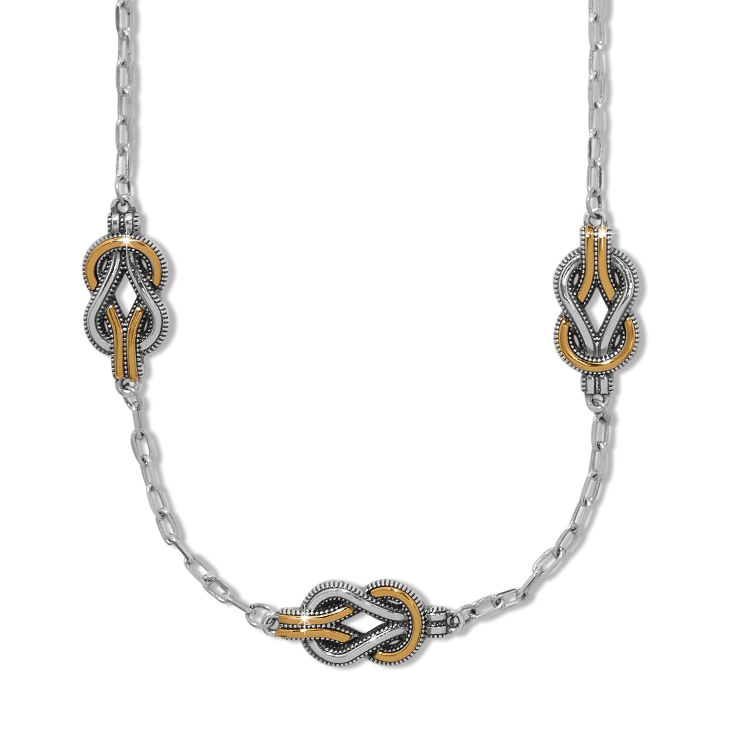 Brighton Interlok Harmony Trio Necklace- Silver & Gold