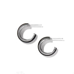 Brighton Interlok Noir Small Hoop Earrings – Silver - Black - Juli's Wearable Art