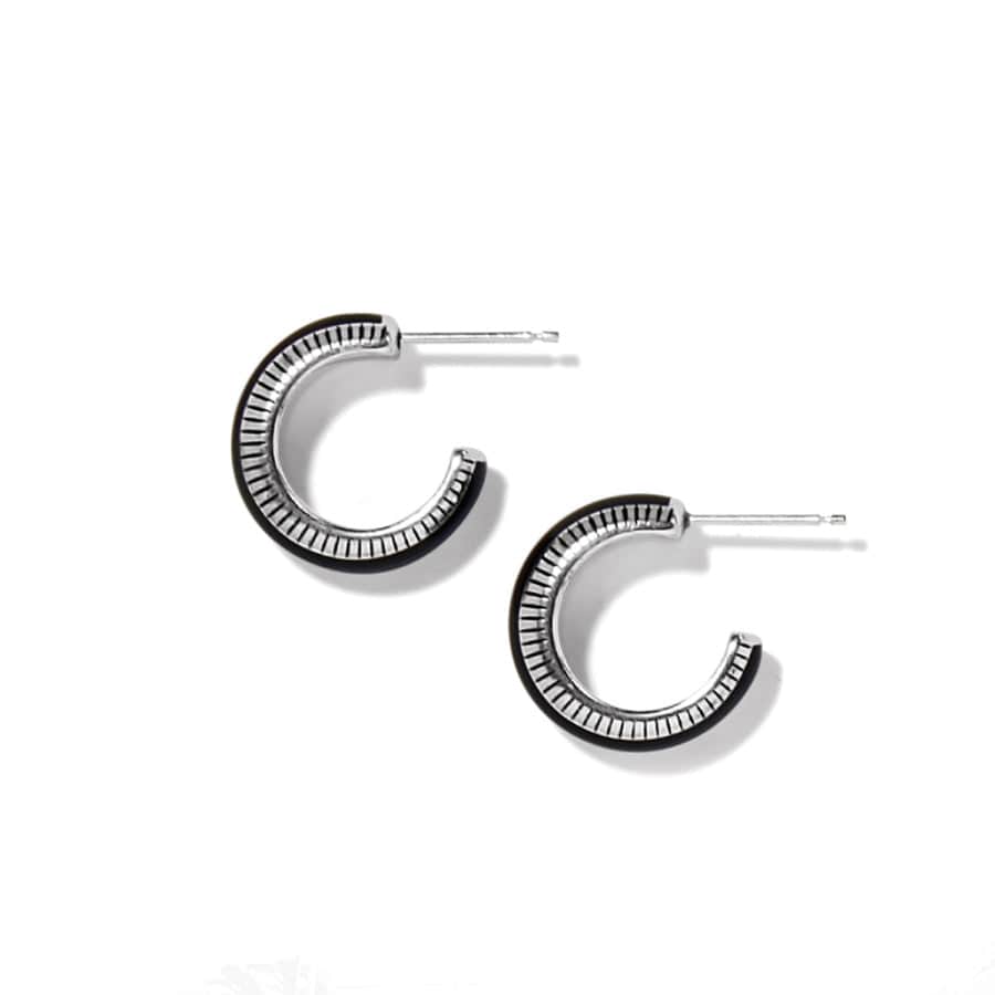 Brighton Interlok Noir Small Hoop Earrings – Silver - Black - Juli's Wearable Art