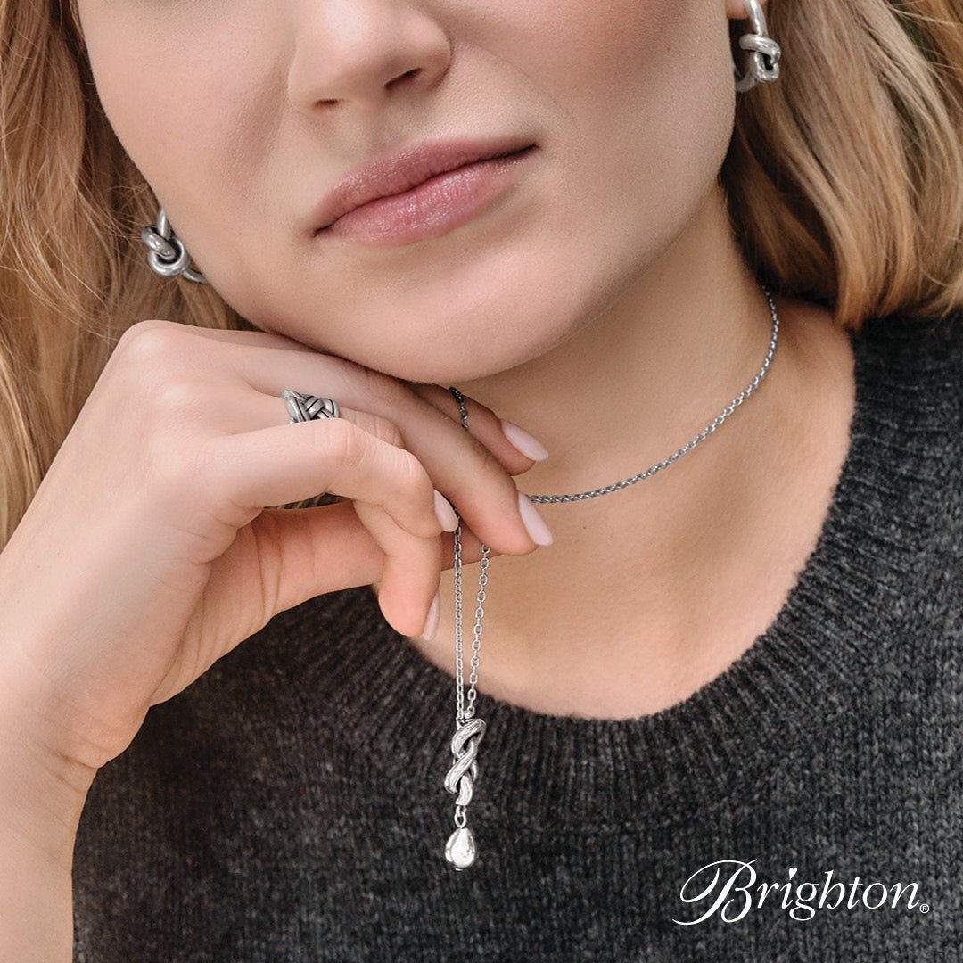 Brighton Interlok Single Knot Drop Necklace – Silver - Juli's Wearable Art
