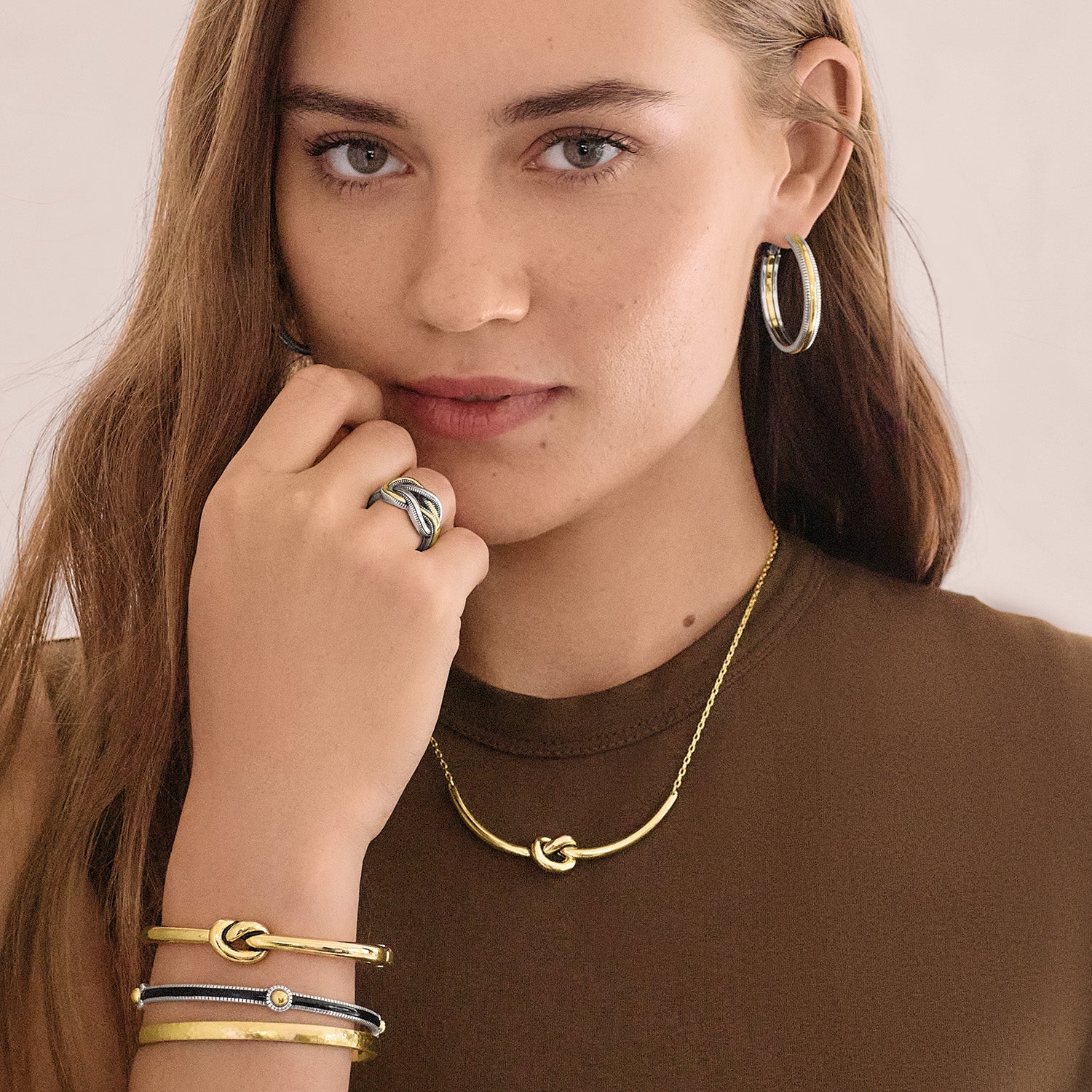 Brighton Interlok Single Knot Hinged Bangle - Gold - Juli's Wearable Art