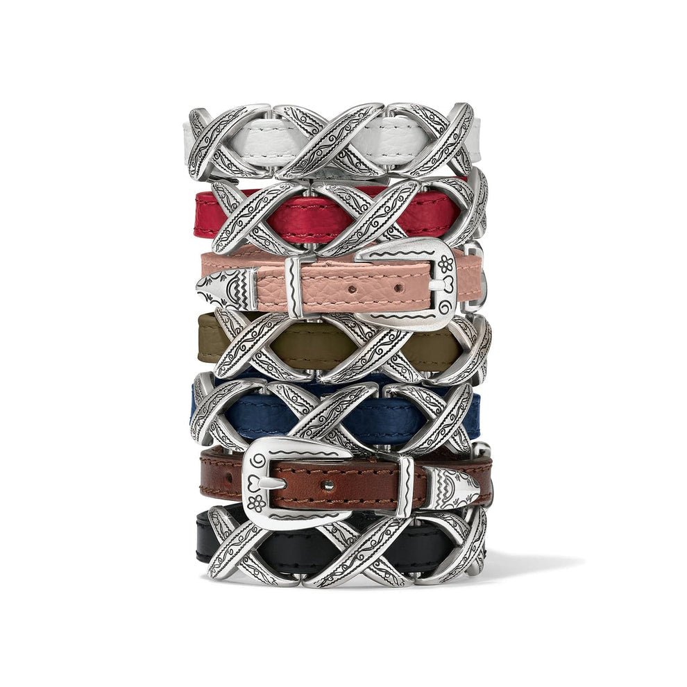 Brighton Kriss Kross Etched Bandit Bracelet - Lipstick Red - Juli's Wearable Art