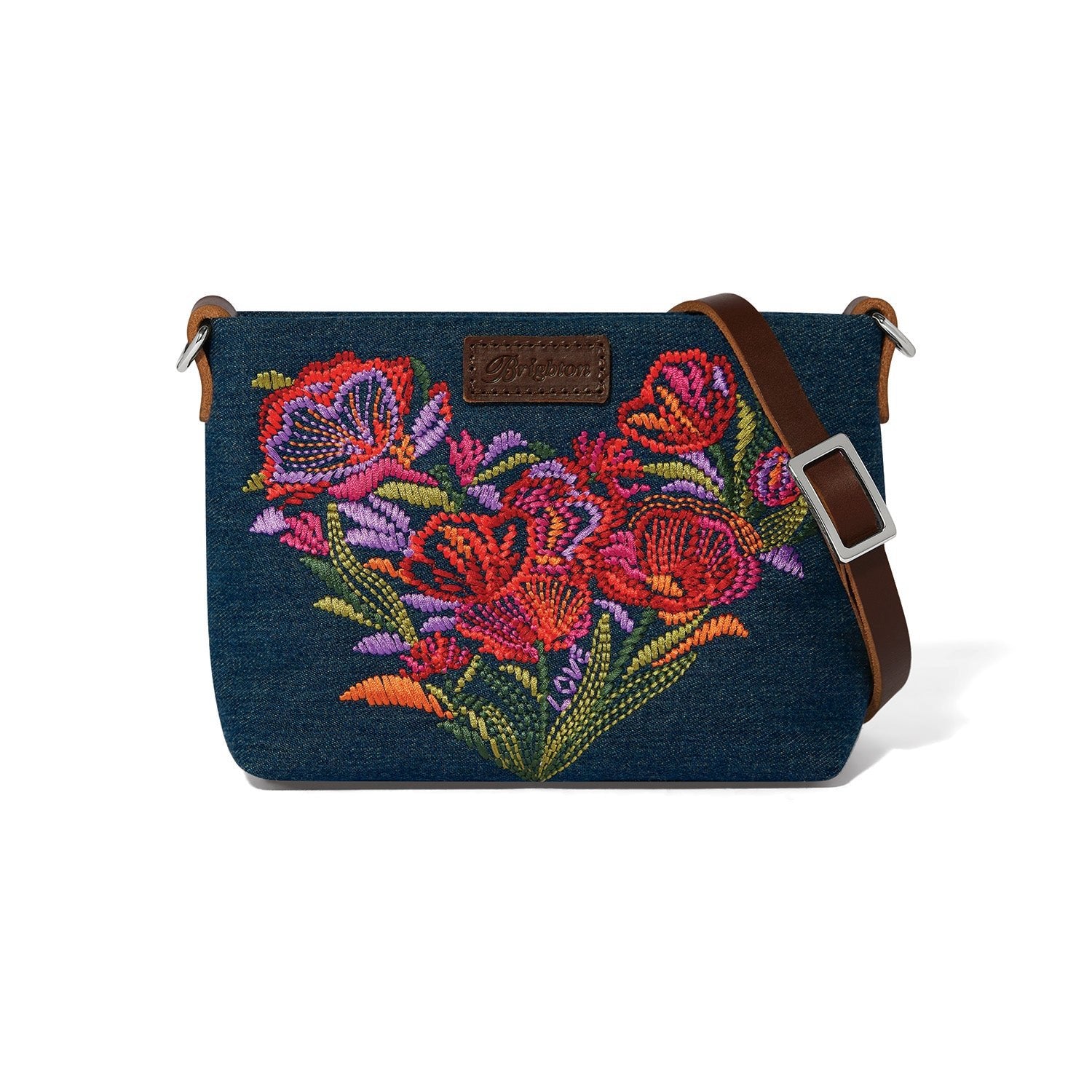 Brighton Love Bloom Denim Embroidered Pouch