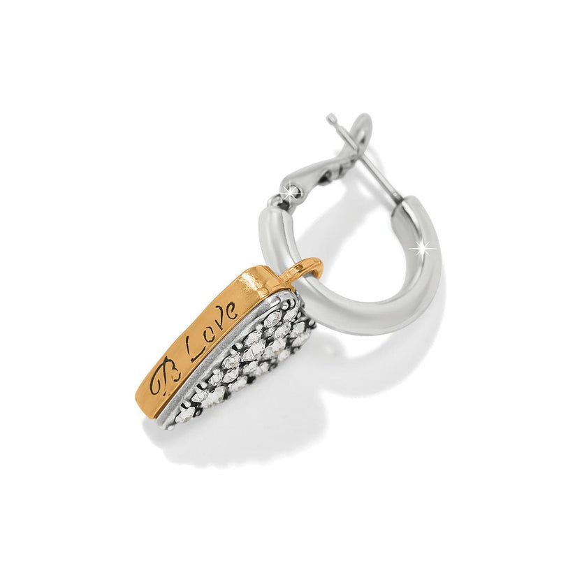Brighton Love Messages “Be Love” Reversible Hoop Earrings – Two Tone Silver & Gold - Juli's Wearable Art