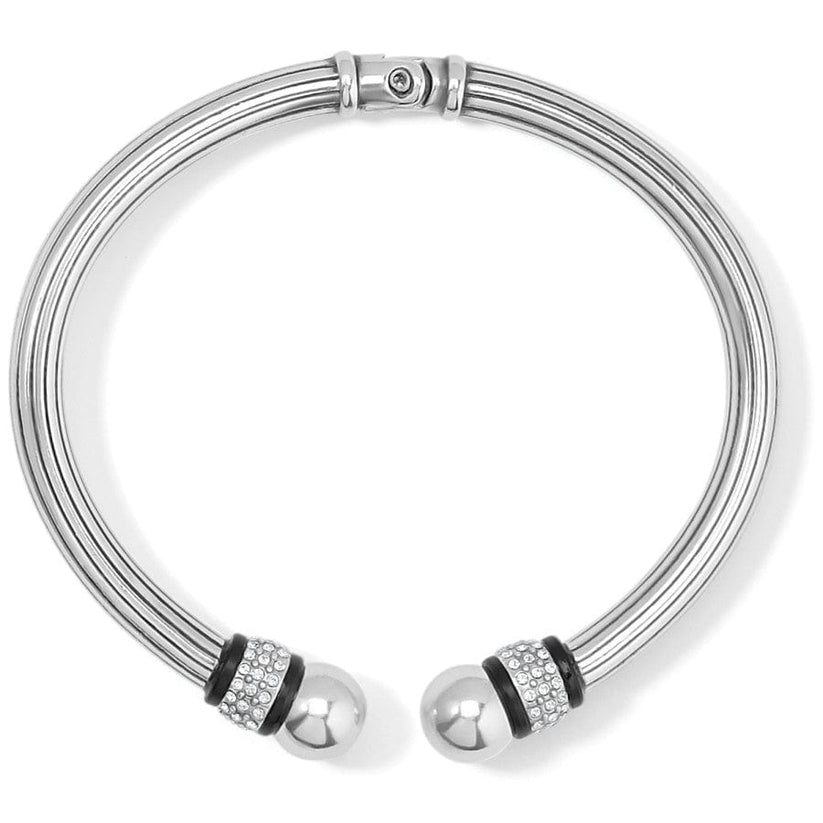 Brighton Meridian Open Hinged Bangle - Silver & Black - Juli's Wearable Art