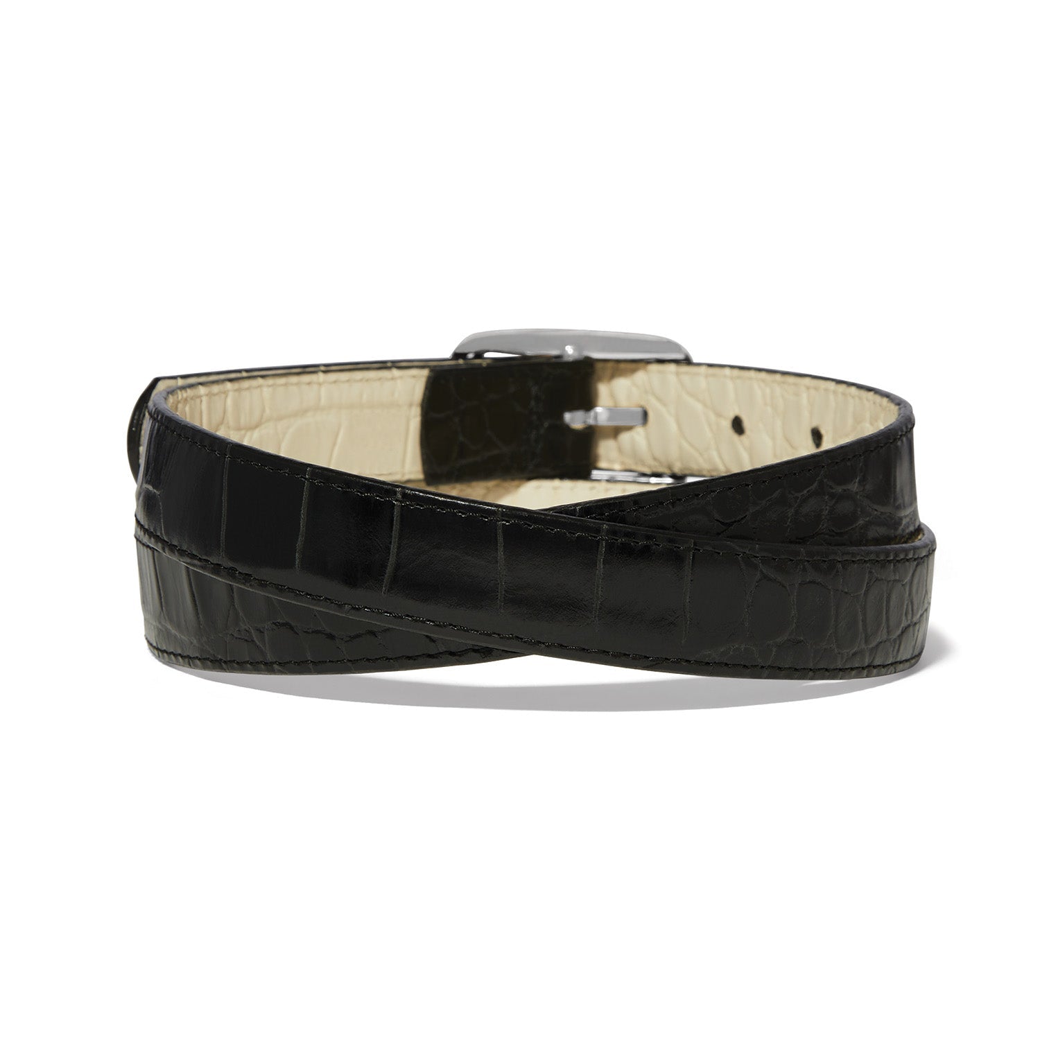 Brighton Mingle Reversible Belt | Black + Biscotti Croco - Juli's Wearable Art