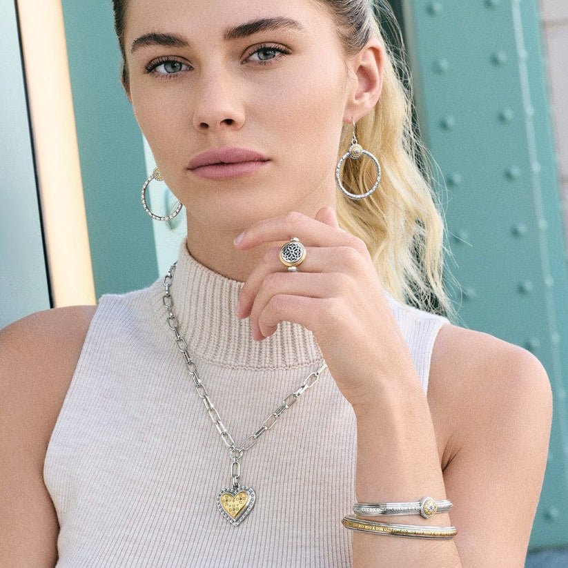 Brighton Mosaic Heart Two Tone Necklace - Juli's Wearable Art