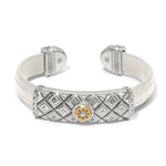 Brighton Mosaic Two Tone Leather Bar Cuff Bracelet - Juli's Wearable Art