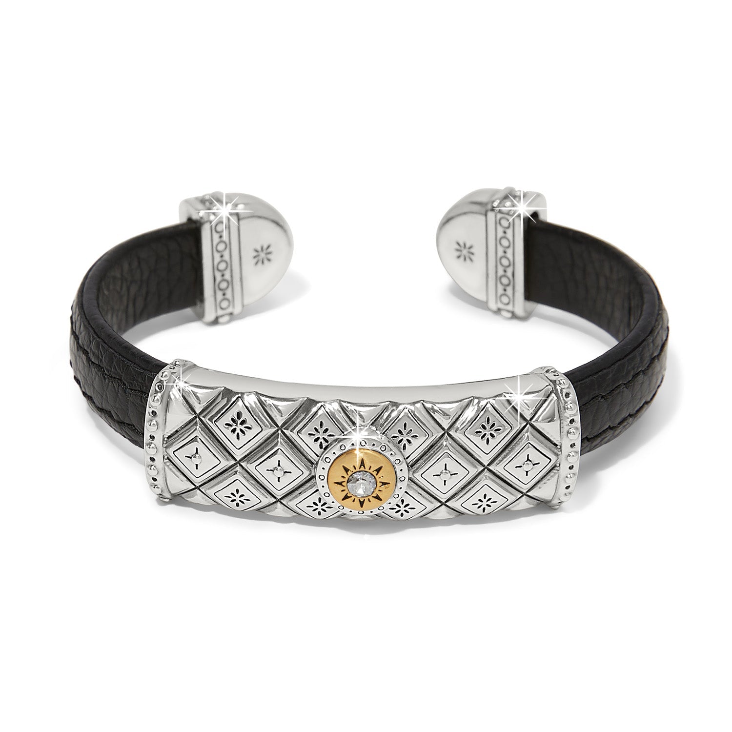 Brighton Mosaic Two Tone Leather Bar Cuff Bracelet - Juli's Wearable Art