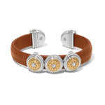 Brighton Mosaic Two Tone Leather Disc Cuff Bracelet - Luggage Brown - Juli's Wearable Art