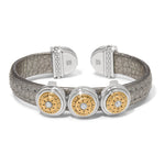 Brighton Mosaic Two Tone Leather Disc Cuff Bracelet - Titanium - Juli's Wearable Art