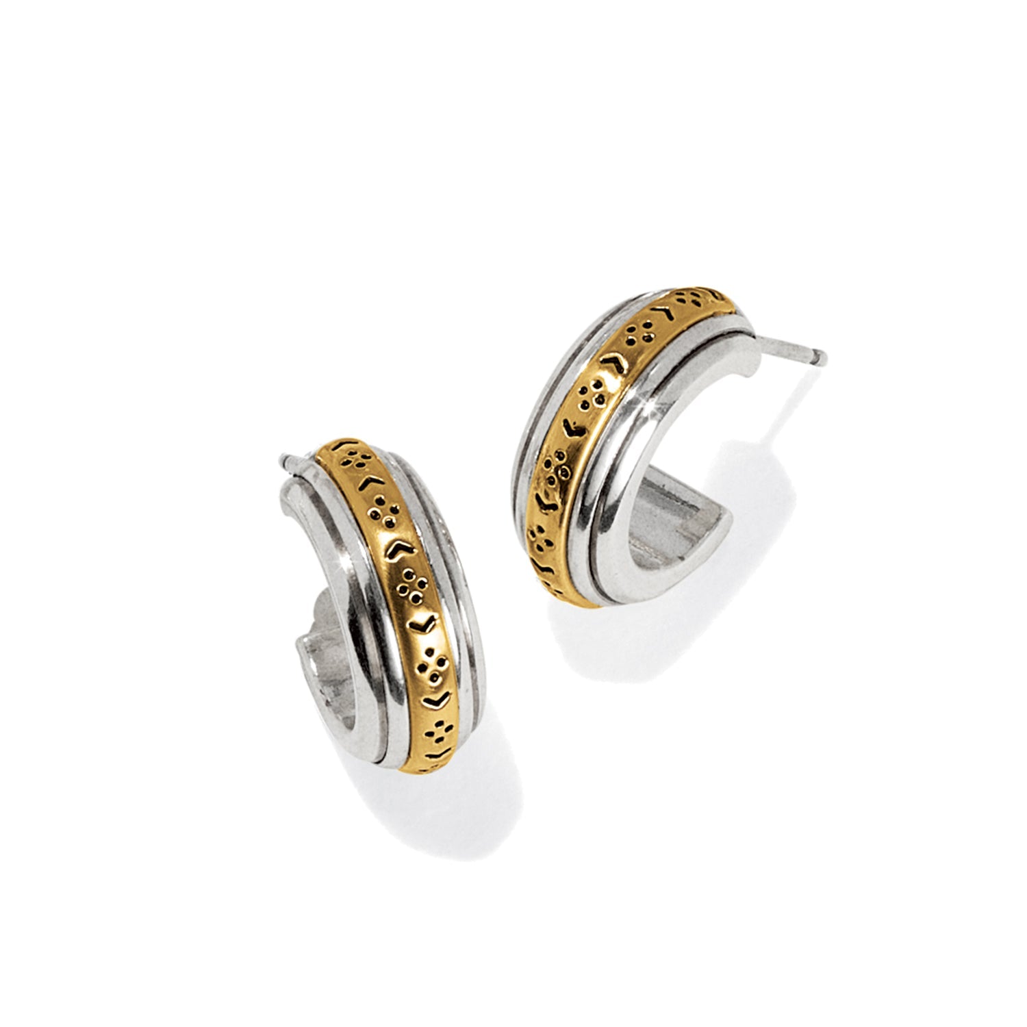 Brighton Mosaic Two Tone Mini Hoop Post Earrings - Juli's Wearable Art
