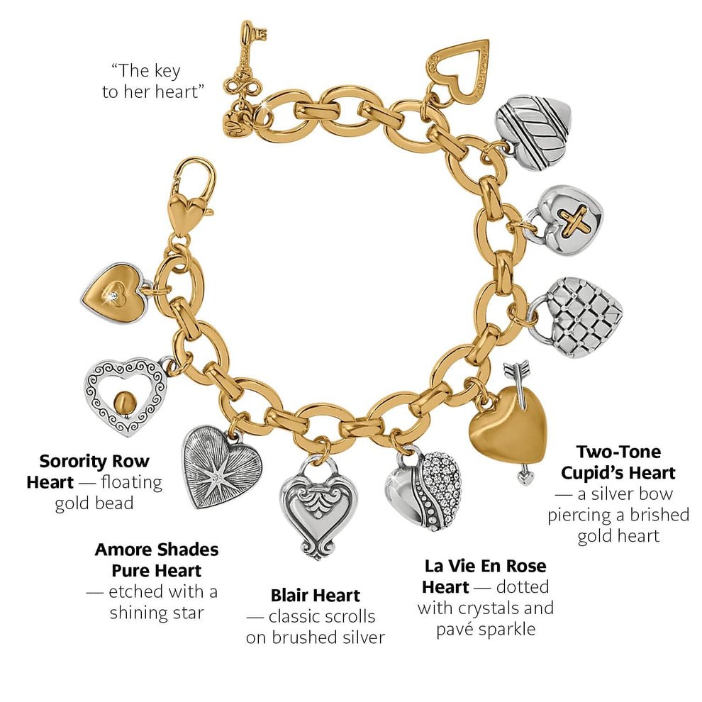 Brighton One Heart Large Charm Bracelet – Two - Tone Silver & Gold - Juli's Wearable Art