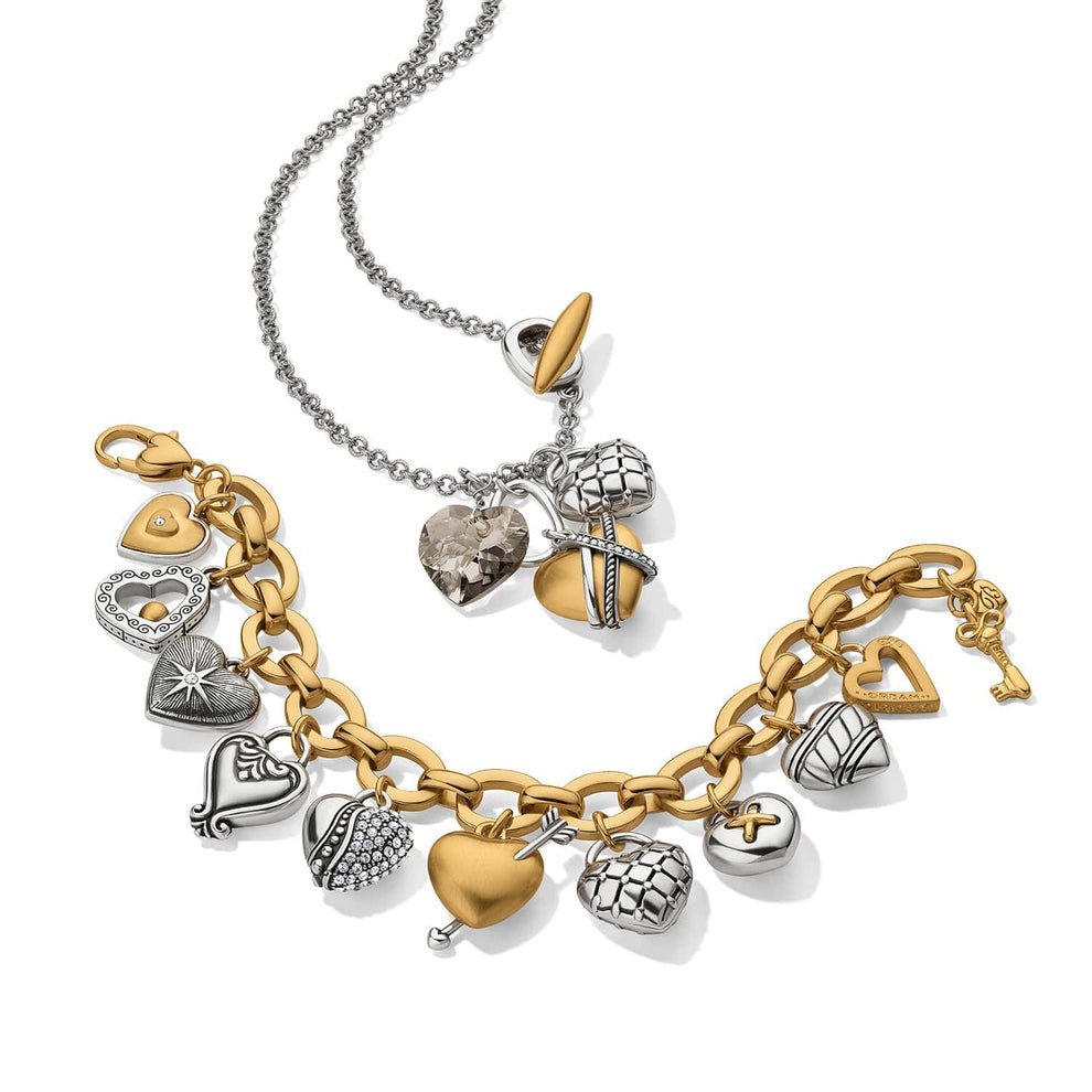 Brighton One Heart Large Charm Bracelet – Two - Tone Silver & Gold - Juli's Wearable Art