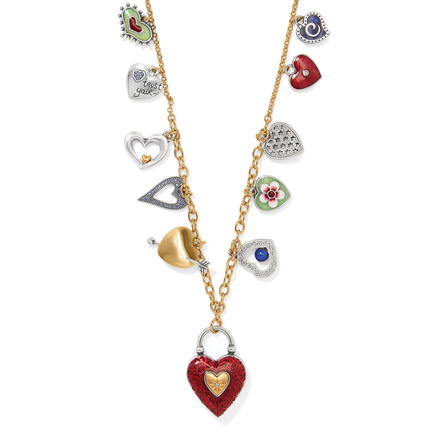 Brighton One Heart Long Necklace - Two Tone Finish - Juli's Wearable Art