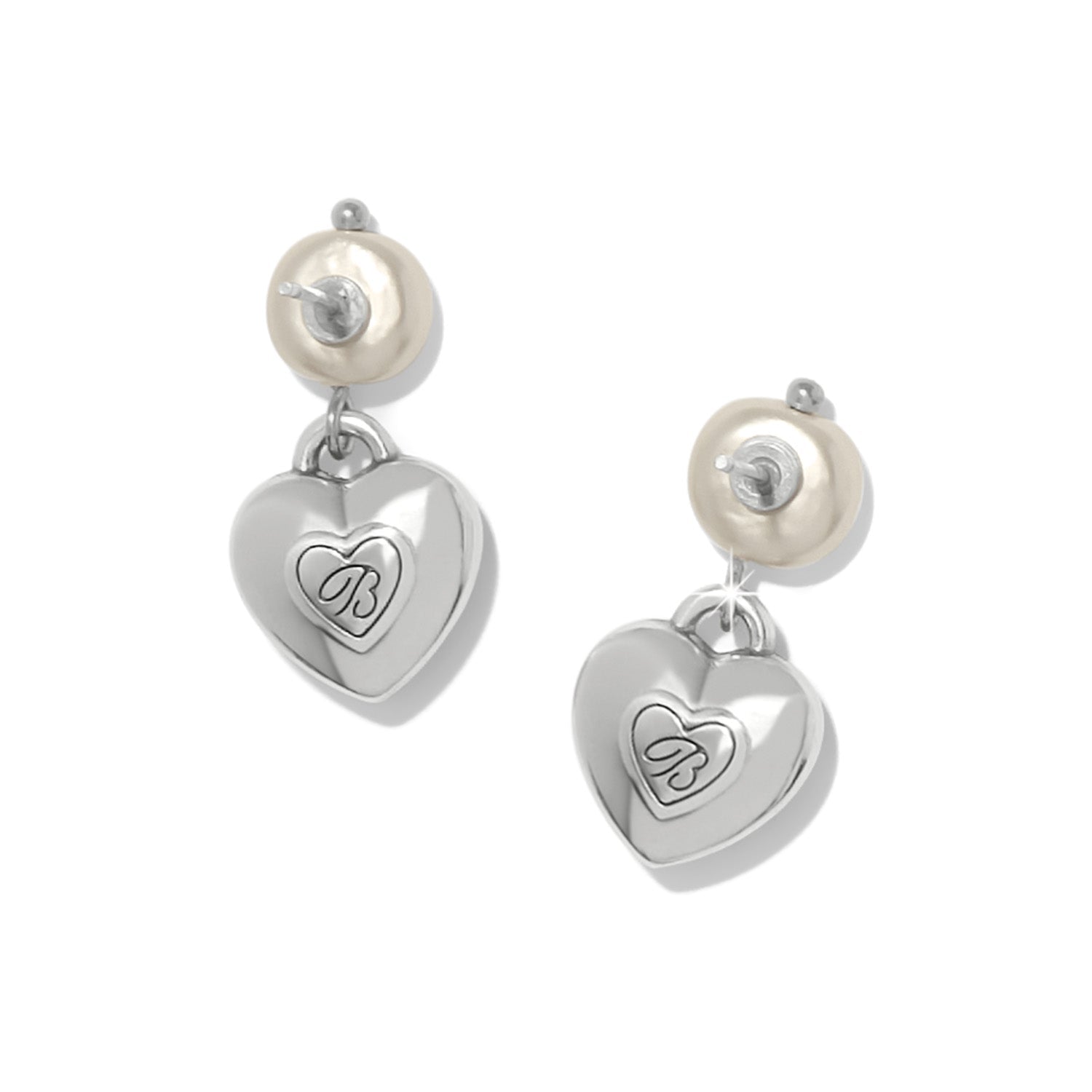 Brighton One Heart Pearl Post Drop Earrings - Juli's Wearable Art