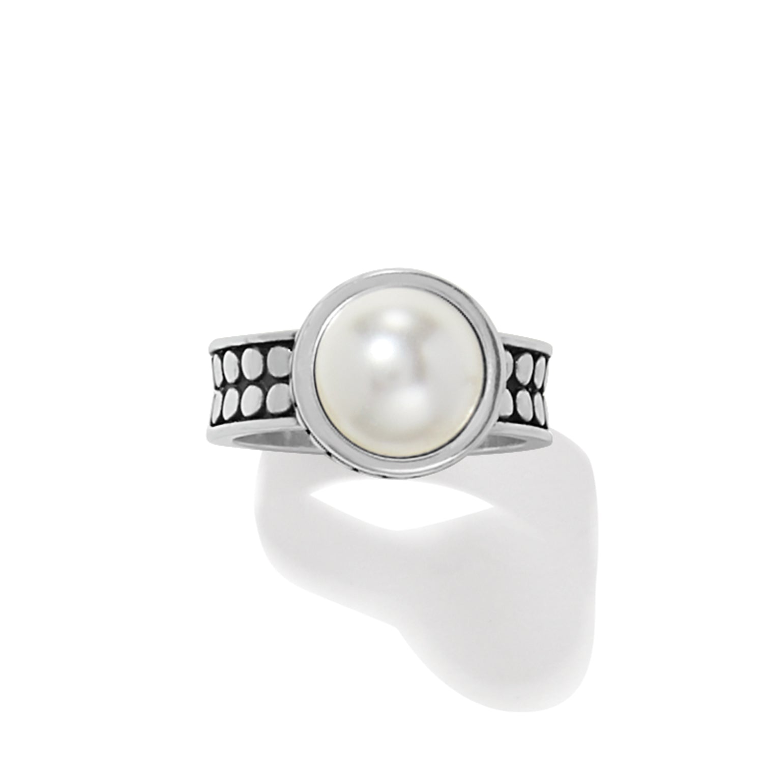 Brighton Pebble Dot Pearl Wide Band Ring - Juli's Wearable Art