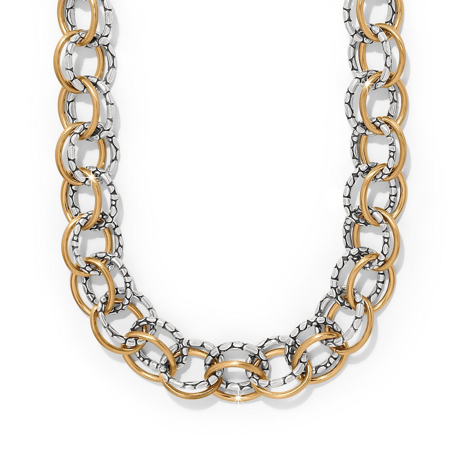 Brighton Pebble Link Two Tone Necklace – Silver & Gold
