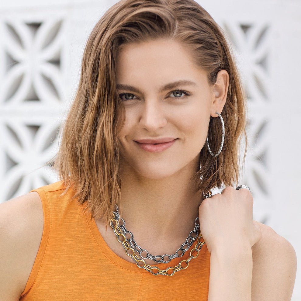 Brighton Pebble Link Two Tone Necklace – Silver & Gold - Juli's Wearable Art