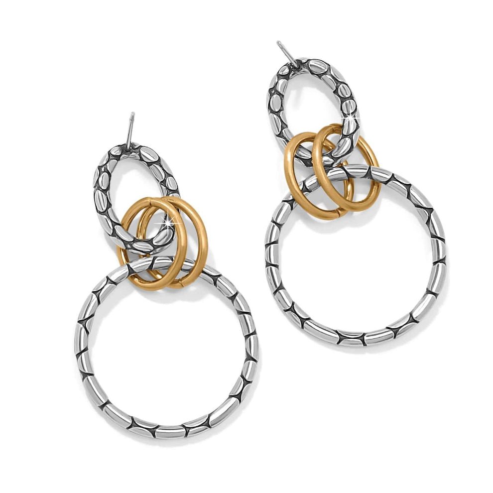 Brighton Pebble Link Two - Tone Post Drop Earrings – Silver & Gold - Juli's Wearable Art