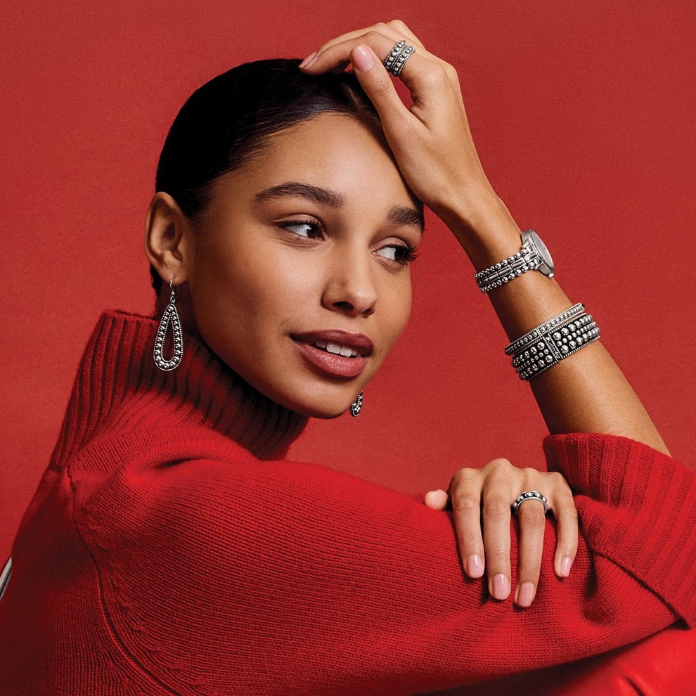 Brighton Pretty Tough Gem Hinged Bangle – Silver & Black - Juli's Wearable Art