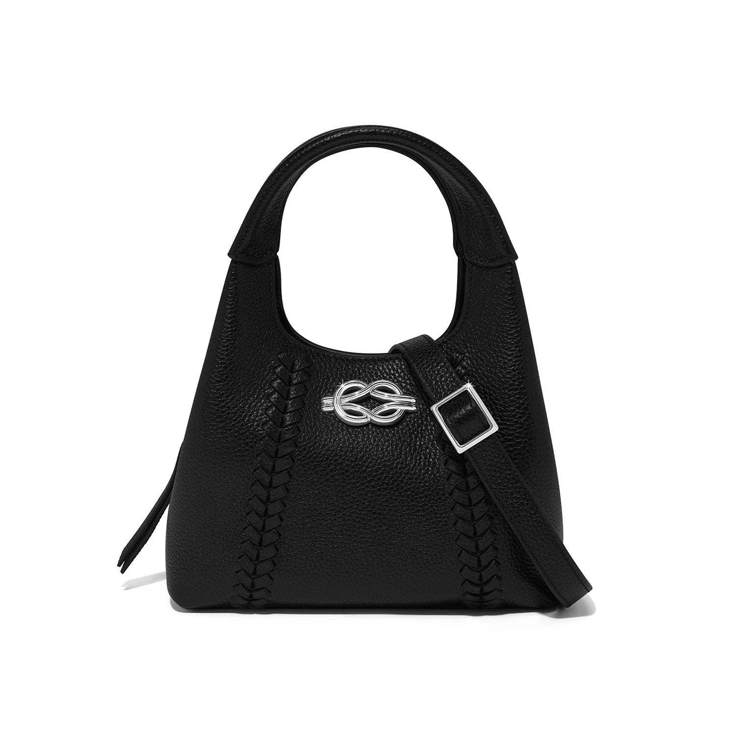 Brighton Suri Small Cross Body Bag – Black Herringbone Leather