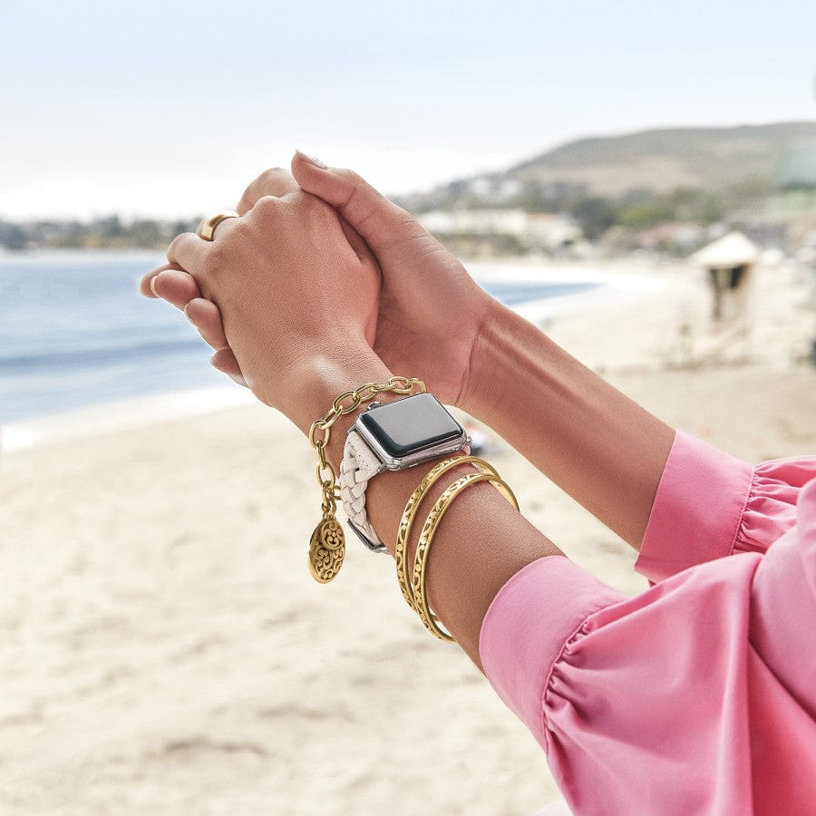 Brighton Sutton Braided Leather Watch Band - Shoe White - Juli's Wearable Art