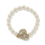 Brighton Trust Your Journey Pearl Heart Stretch Bracelet | Gold - Juli's Wearable Art