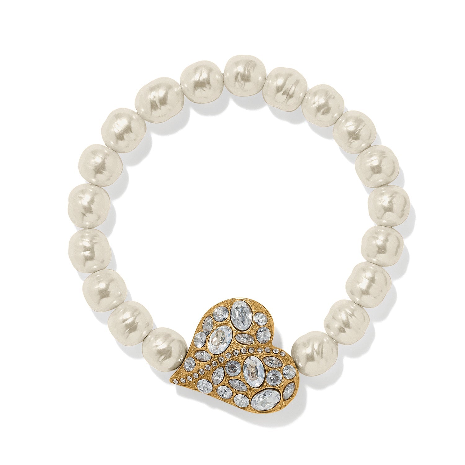 Brighton Trust Your Journey Pearl Heart Stretch Bracelet | Gold