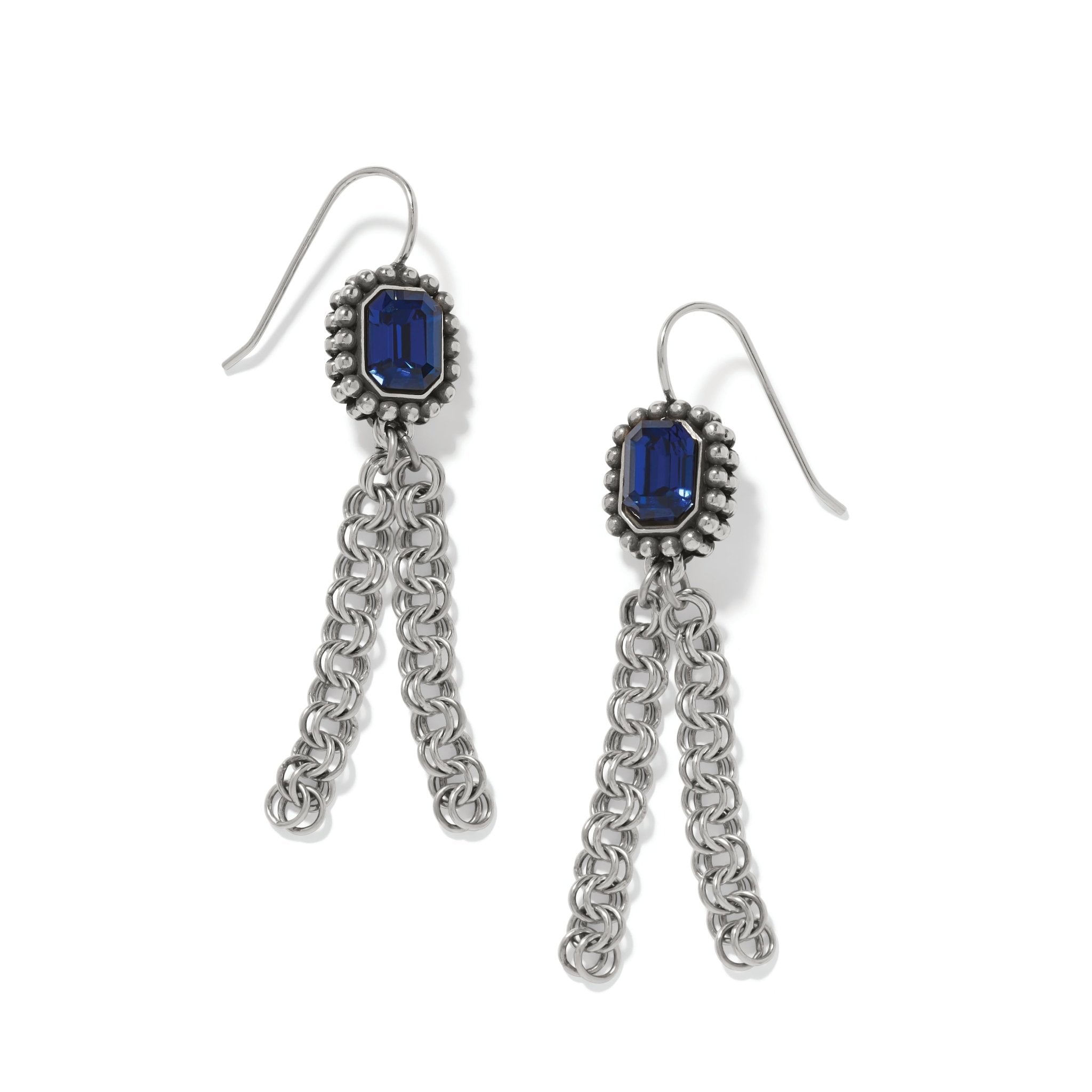 Brighton Twinkle Luxe Tassel French Wire Earrings | Silver + Blue