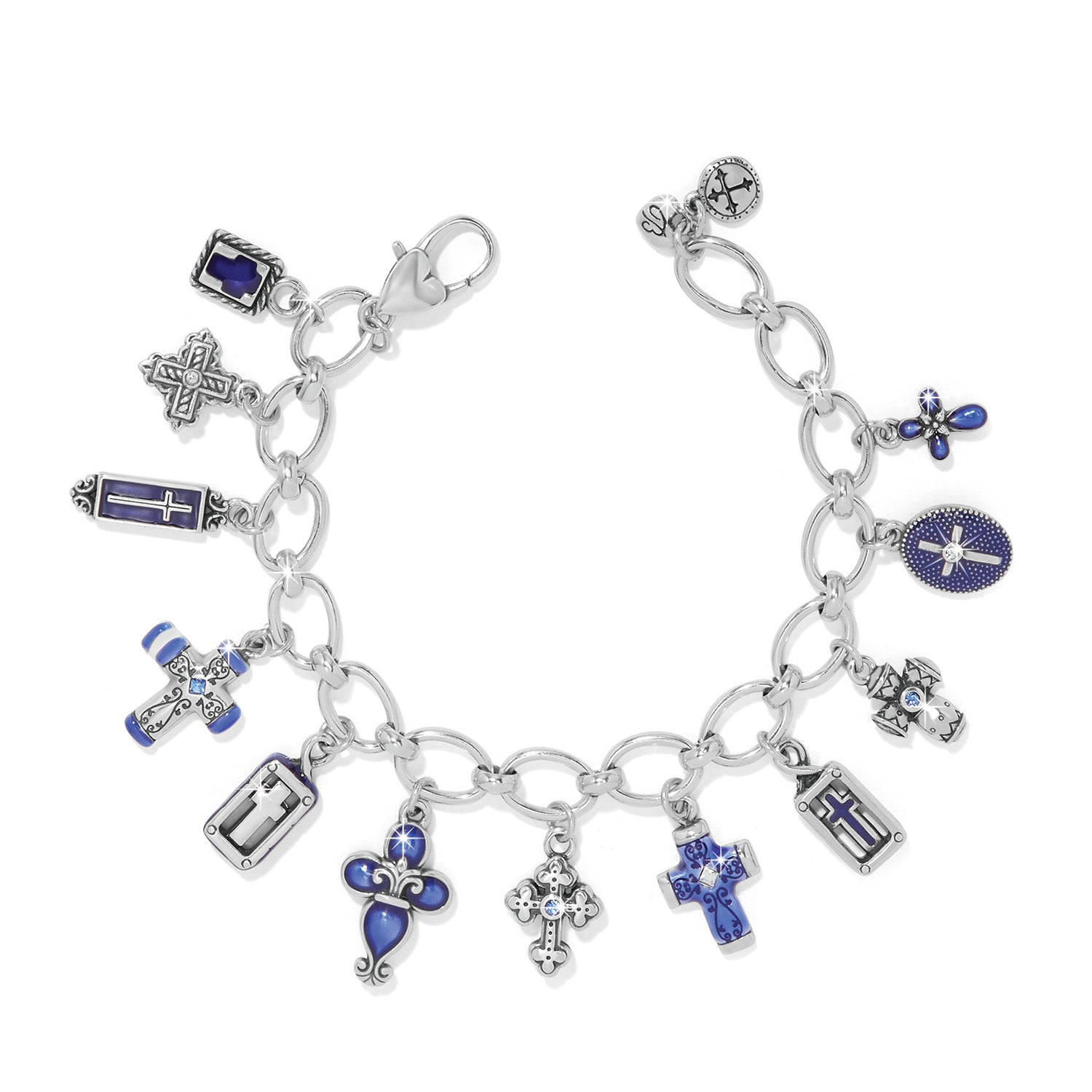 Brighton Unity Cross Charm Bracelet – Silver & Blue Enamel