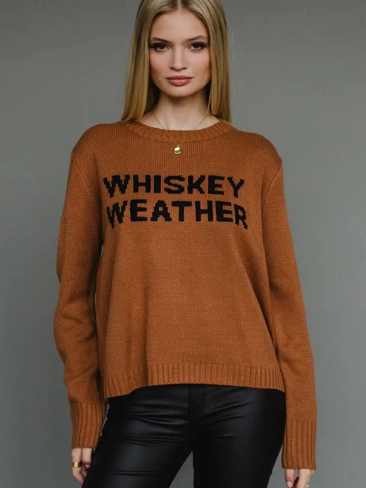 Brown & Black “Whiskey Weather” Knit Sweater - Juli's Wearable Art