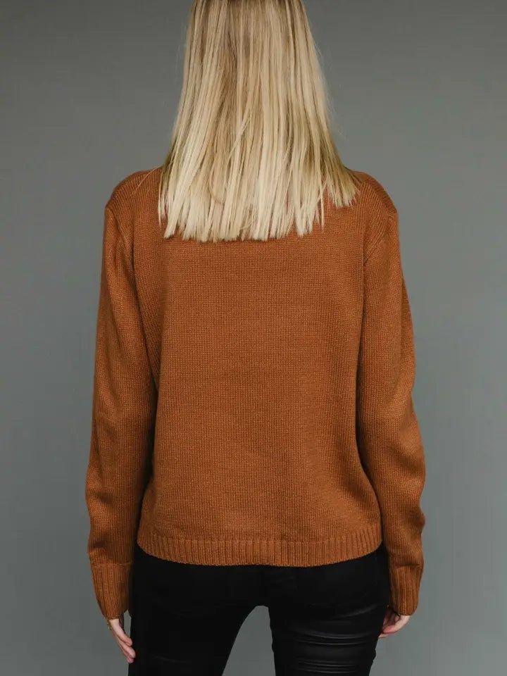 Brown & Black “Whiskey Weather” Knit Sweater - Juli's Wearable Art