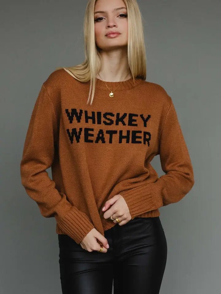 Brown & Black “Whiskey Weather” Knit Sweater - Juli's Wearable Art