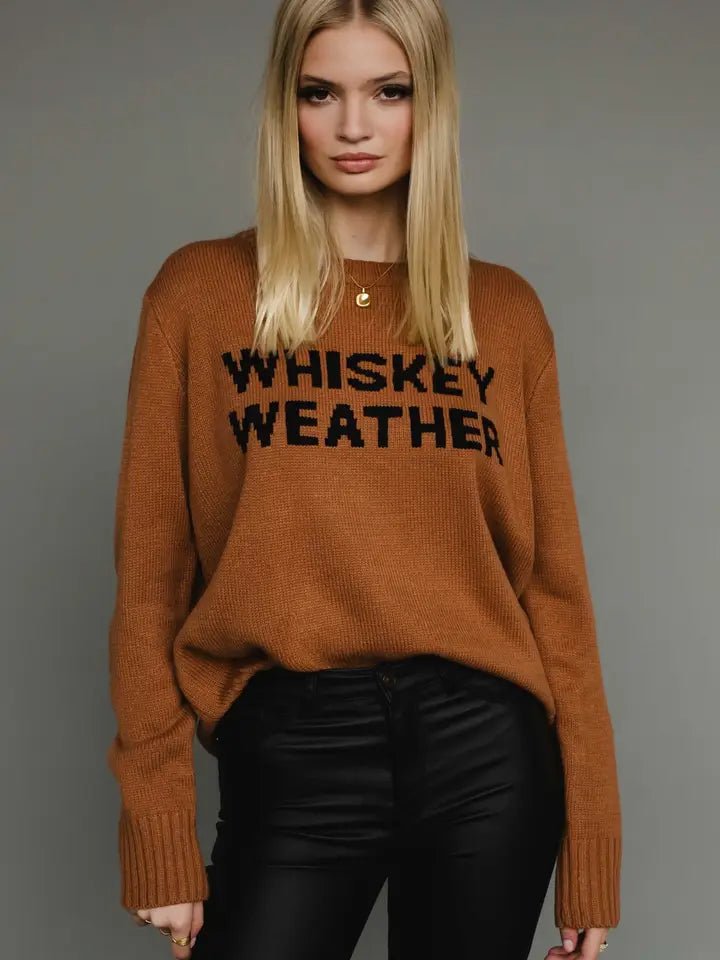 Brown & Black “Whiskey Weather” Knit Sweater - Juli's Wearable Art