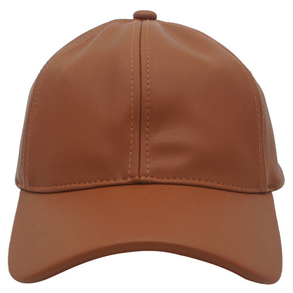 Butter Pebbled Vegan Leather Cap - Cognac Brown - Juli's Wearable Art