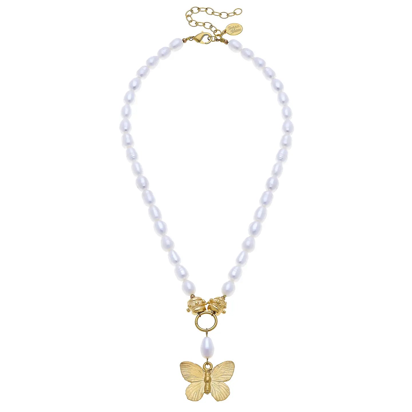 Butterfly Gold + Freshwater Pearl Necklace - Juli's Wearable Art