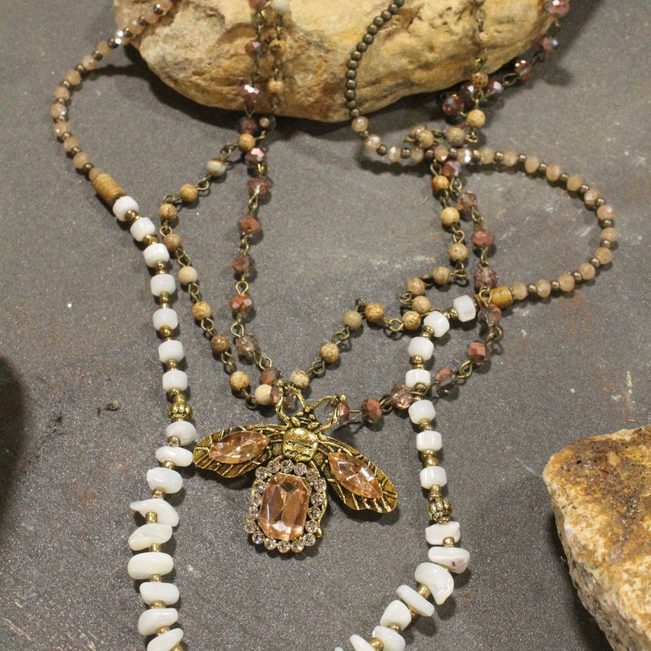 Buzzing Along Blush Layered Necklace - Juli's Wearable Art