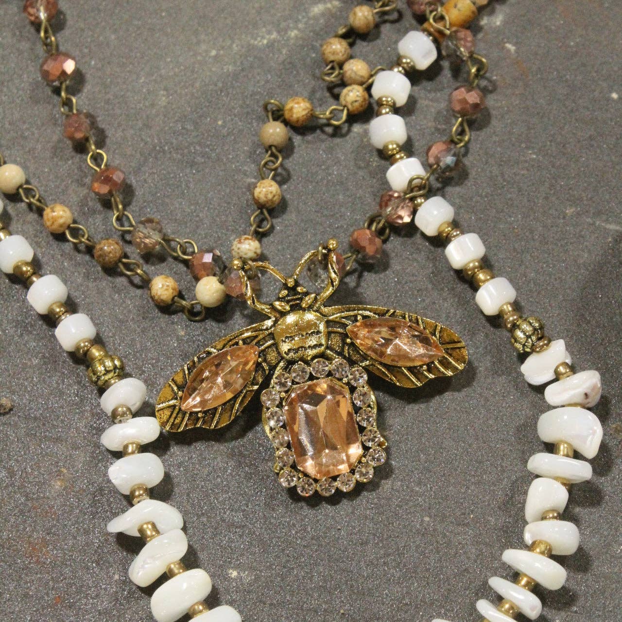 Buzzing Along Blush Layered Necklace - Juli's Wearable Art