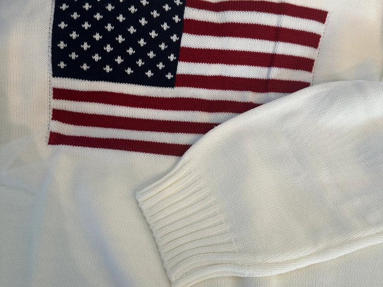 USA Knit Flag Sweater- White