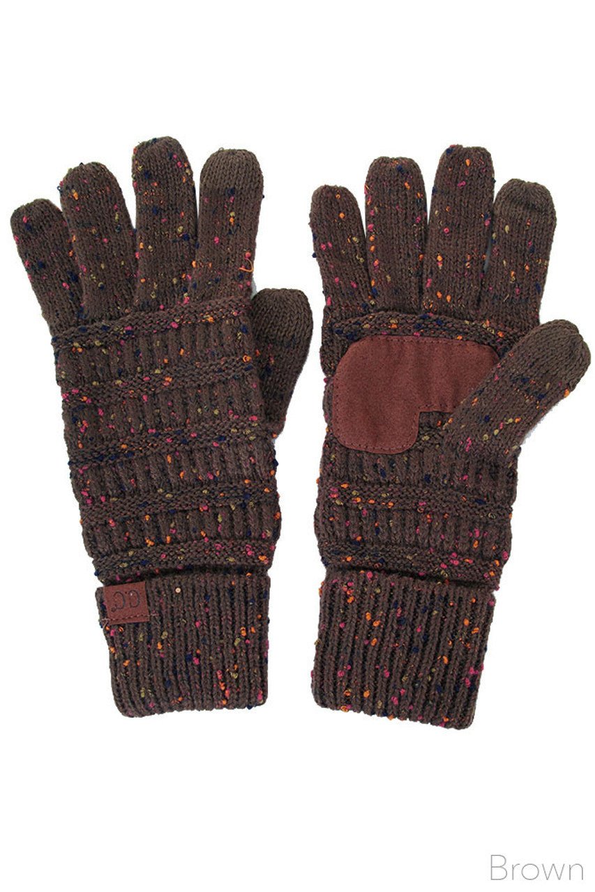 Cable Confetti Smart Tip Gloves - Brown - Juli's Wearable Art