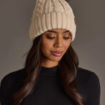 Cable Knit Faux Fur Pom Hat | Cream - Juli's Wearable Art