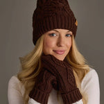 Cable Knit Faux Fur Pom Hat | Dark Brown - Juli's Wearable Art