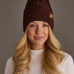 Cable Knit Faux Fur Pom Hat | Dark Brown - Juli's Wearable Art