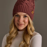 Cable Knit Faux Fur Pom Hat | Dark Pink - Juli's Wearable Art