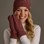 Cable Knit Faux Fur Pom Hat | Dark Pink - Juli's Wearable Art