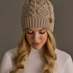 Cable Knit Faux Fur Pom Hat | Warm Taupe - Juli's Wearable Art