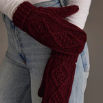 Cable Knit Fleece Lined Mittens | Burgundy - Juli's Wearable Art
