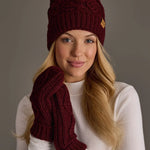 Cable Knit Fleece Lined Mittens | Burgundy - Juli's Wearable Art